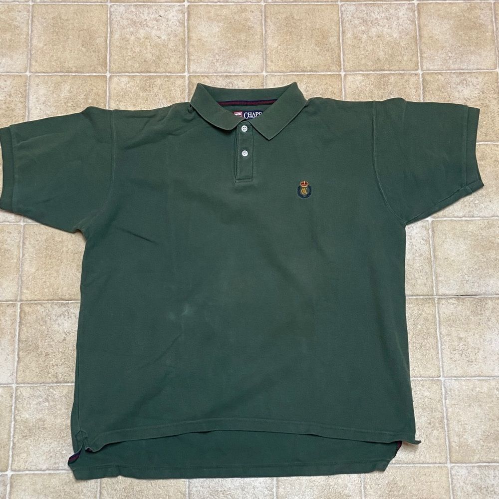 Chaps Forest Green Polo 💯% Cotton Shirt Size L